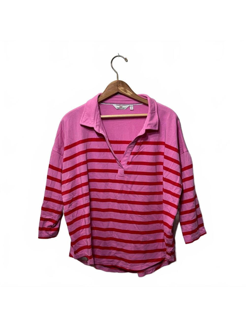 Vineyard Vines Pink Red Stripe Popover M